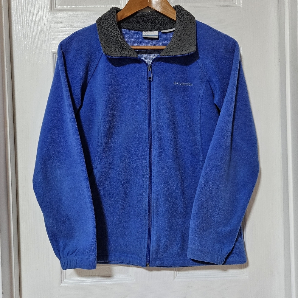 Columbia Women Fleece Jacket Small Blue Thermal Comfort Omni Heat Outdoor Size S